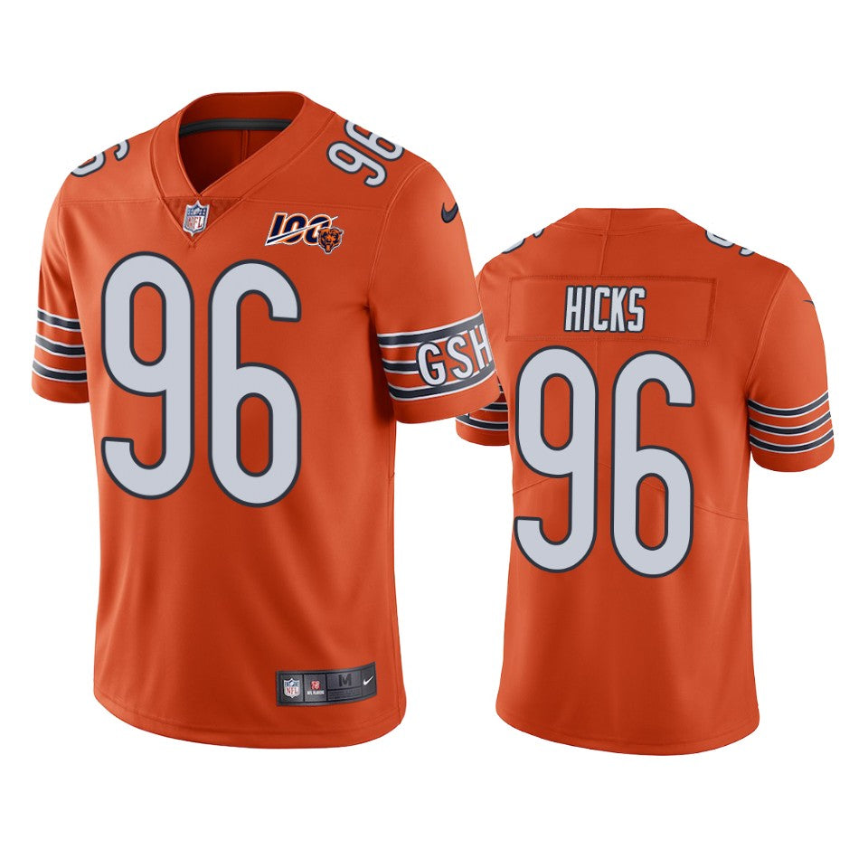 chicago bears akiem hicks orange 100th season vapor limited jersey 2886 itvmx