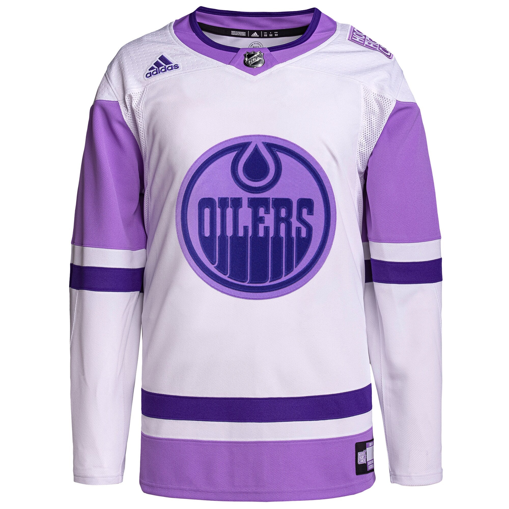 edmonton oilers adidas hockey fights cancer primegreen authentic blank practice jersey whitepurple 5036 2hkur
