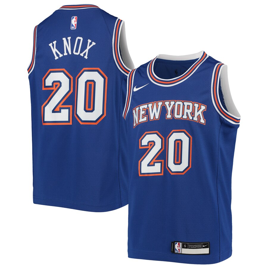 kevin knox ii new york knicks nike youth swingman player jersey statement edition blue 1966 swh8t
