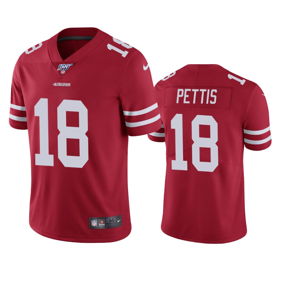 san francisco 49ers dante pettis scarlet 100th season vapor limited jersey 7104 kdf9w
